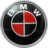 BMW Logo Embleem Stuurwiel 45mm Zwart-Rood Carbon