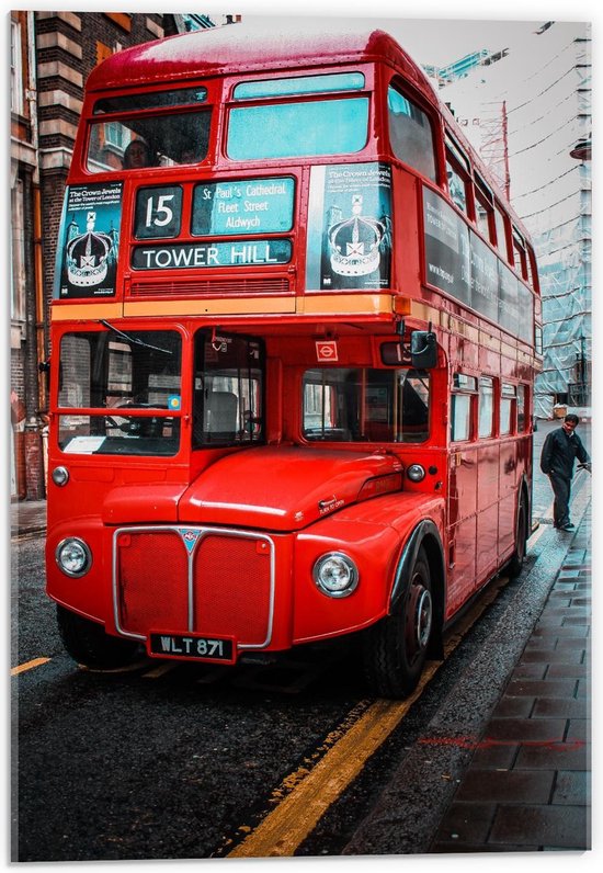 Acrylglas - Rode Autobus in Engeland - Foto op Acrylglas (Met Ophangsysteem)
