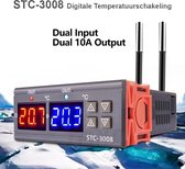 Dual Digitale Temperatuurregelaar 12V - 2 Kanaals - 2 Relais - Thermoregulator - Temperatuur Regelaar - Thermometer - Controler - 12V - Thermostaat - Controller -  STC 3008 - STC-3008 - Verwa