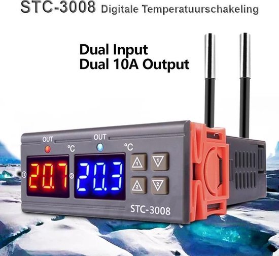 Christchurch slang Grondig Dual Digitale Temperatuurregelaar 12V - 2 Kanaals - 2 Relais -  Thermoregulator -... | bol.com