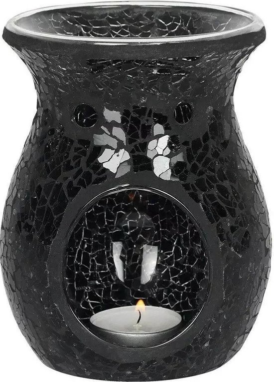bol.com | Geurbrander mozaiek zwart - olie brander - wax brander