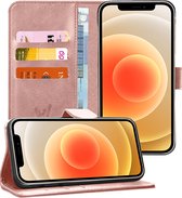 iphone 12 pro hoesje - Hoesje voor Apple iPhone 12 Pro - iPhone 12 Pro Hoesje Book Case Cover Leer Roségoud