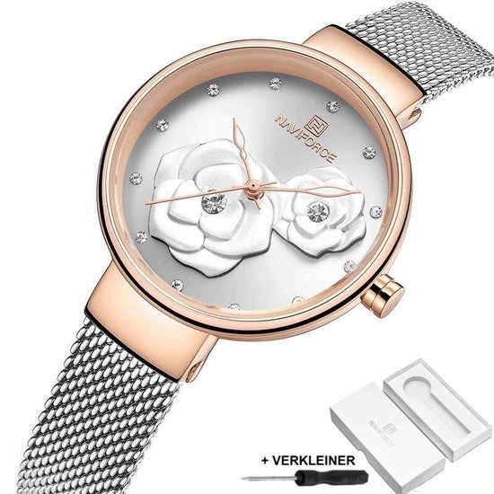 Naviforce® Horloges voor Vrouwen Dameshorloge Meisjes Moederdag Cadeautje Cadeau – Dames Watch Horloge – Horlogebox Geschenkdoos – Zilver Rosé