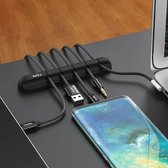 Zwarte kabelhouder, kabelclip voor 5 kabels, kabelorganizer, bureau organizer 1 stuk