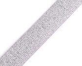 lurexelastiek - Band elastiek zilver - zilveren bandelastiek - 25 mm x 2,5 m - kledingelastiek lurex