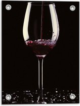 Tuinposter – Rode Wijn in Glas - 30x40cm Foto op Tuinposter  (wanddecoratie voor buiten en binnen)