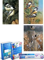 Crafterman™ Diamond Painting Volwassenen VOORDEEL SET VAN 3 STUKS - Vogels op een tak 30x40cm & Vogels met dennenappels 30x40cm & Vogels op een boomstronk 30x40cm - volledige bedekking - vier