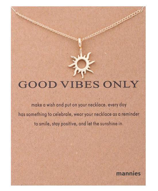 Mannies vriendschapsketting / geluksketting - 2 stuks - Vriendschap ketting met boodschap! - Vriendschap – Good Vibes Only - Zon - Mannies