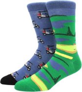 Sokken heren groen / blauw - golf - 1 paar met verschillende print 40-45