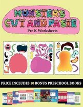 Pre K Worksheets (20 full-color kindergarten cut and paste activity sheets - Monsters)