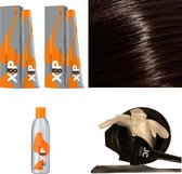 XP100 haarverfpakket kleur 5.00  Lichtbruin intensief (2x 100ML) met 9% waterstof ( 1x 250ML) incl verfbakje, kwast, maatbeker, puntkam en handschoenen