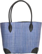 PE-Florence Raffia Rieten mand - Jeansblauw