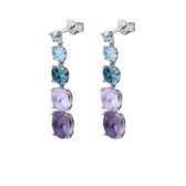 Silventi 921182388 Zilveren Oorhanger - Druppel - Blauw - Aqua - Zirkonia - Zilverkleurig