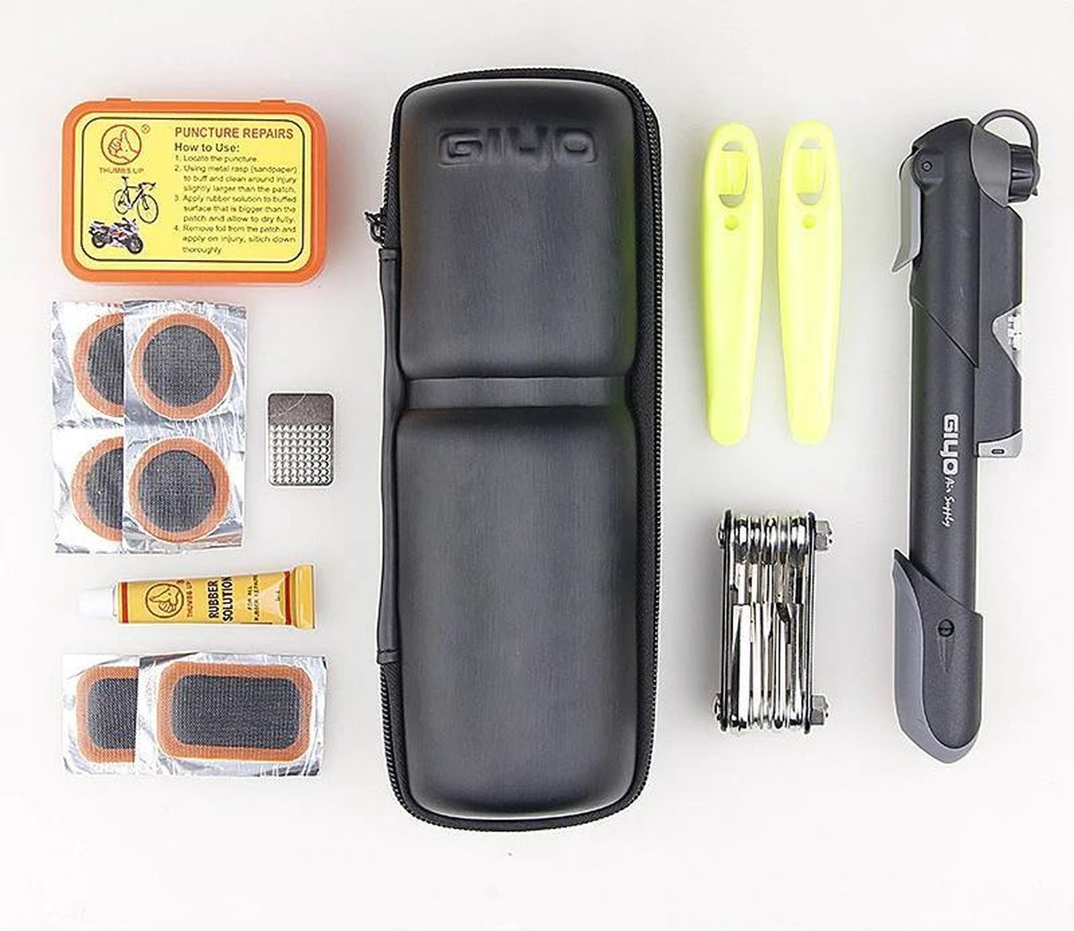 KITBEST Fietsreparatieset, fietslekke bandenpatchreparatieset bevat 16
