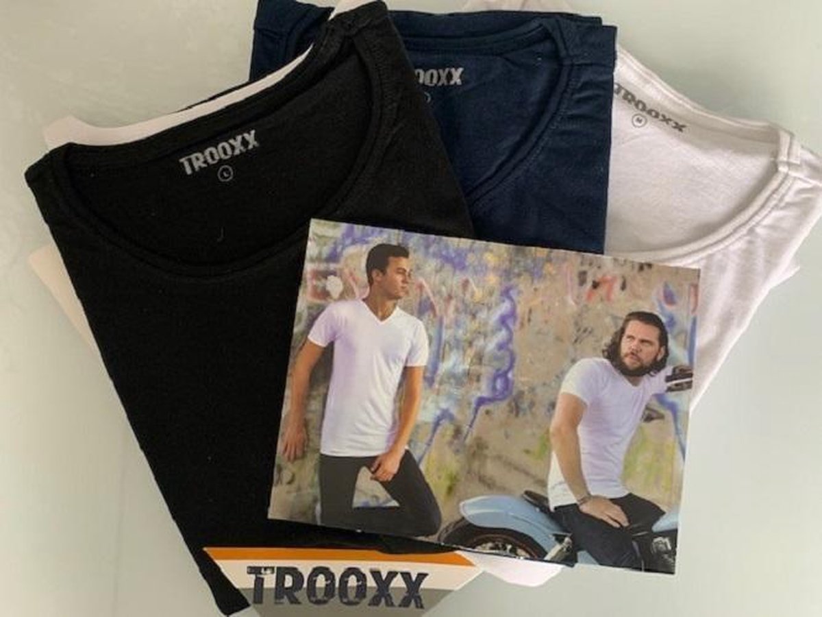 Trooxx T-Shirt-3x 2-Pack, 6 stuks - Round neck - White, Black en Navy - XL