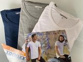 Trooxx T-Shirt-3x 2-Pack, 6 stuks - Round neck Long -  White, Grey en Navy - 3XL