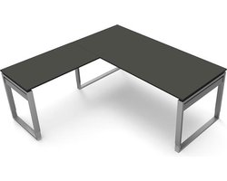 Hoekbureau Workspace 180cm antraciet hoogte verst.