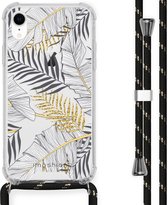 iMoshion Design hoesje met koord voor de iPhone Xr - Bladeren - Zwart / Goud