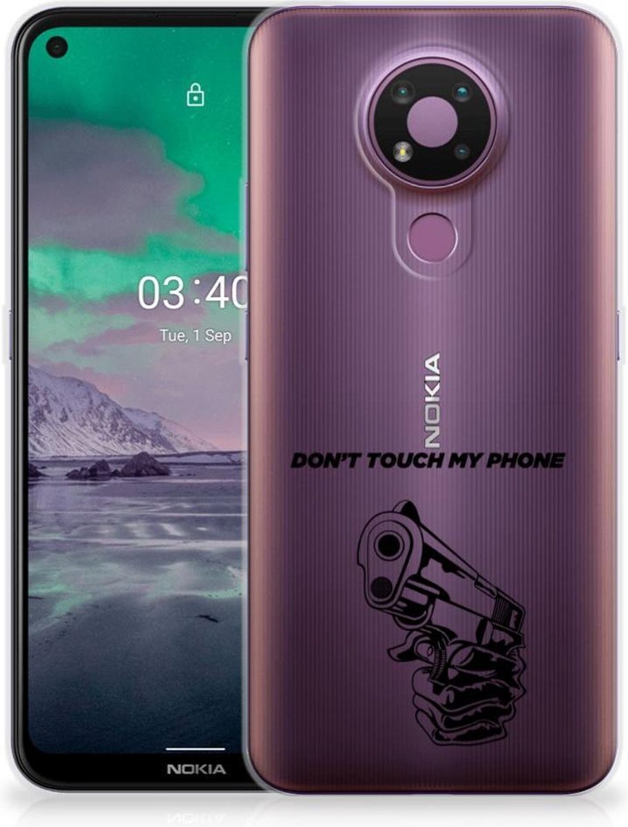 Back Cover voor Nokia 3.4 Silicone-hoesje Gun Don't Touch My Phone