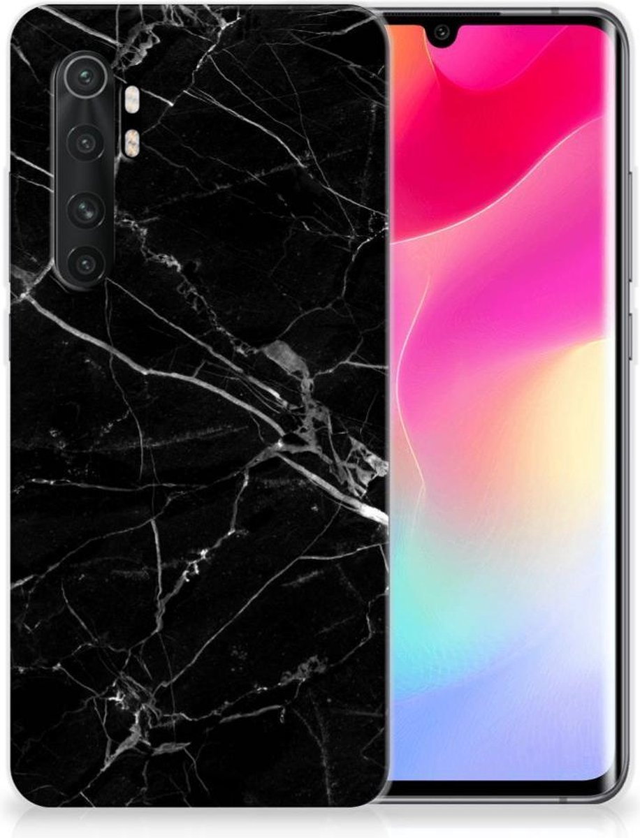 Xiaomi Mi Note 10 Lite TPU Siliconen Hoesje Marmer Zwart - Origineel Cadeau Vader