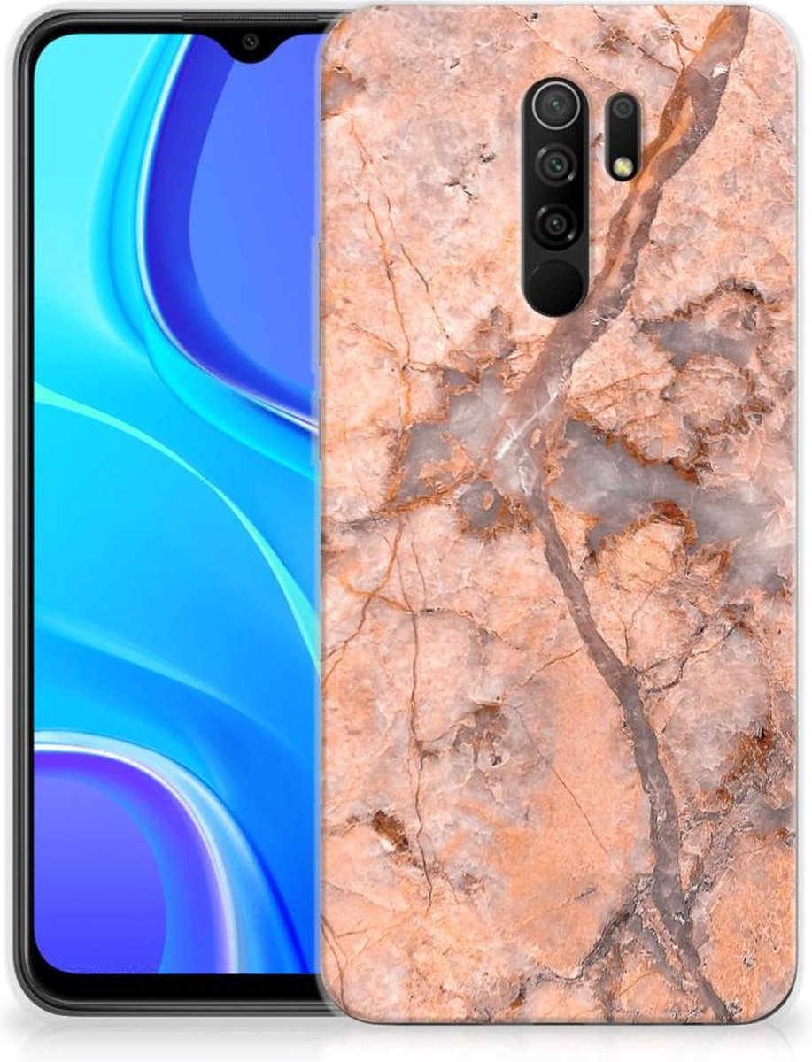 Xiaomi Redmi 9 TPU Siliconen Hoesje Marmer Oranje