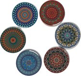 Onderzetters voor glazen - Tafelaccessoires -  Onderzetters  - Coasters - Set van 6  - Mandala design - Cadeau