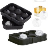Relaxdays 2 x ijsballenvorm - ijsbal vorm silicone - 4,5 cm ijsblokjesvorm - 2 delen
