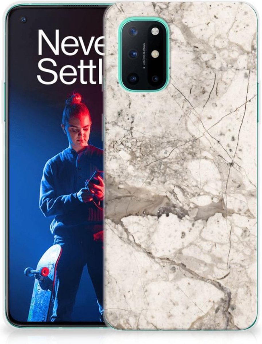 OnePlus 8T TPU Siliconen Hoesje Marmer Beige