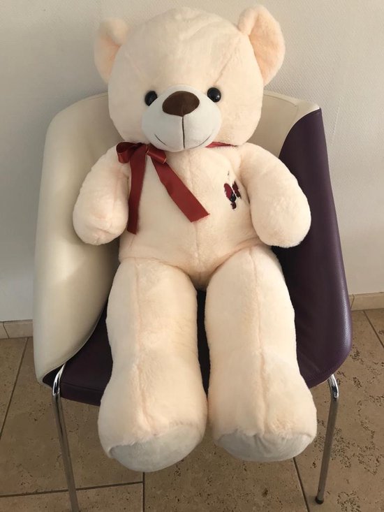 Ik heb een Engelse les Staren zout Grote Knuffelbeer - Witte Teddybeer Pluche - Valentijn Knuffel - 95 cm / 1m  groot | bol.com