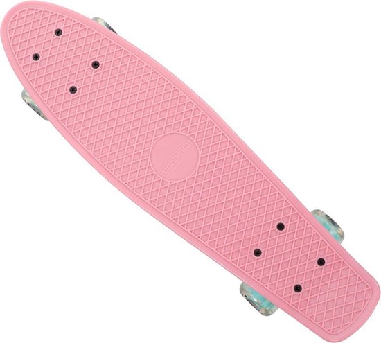 Alice Stevig Fabriek Skateboard Retro 57cm met LED wielen - roze - mint - tot 100 kg belastbaar  | bol.com