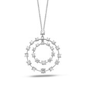 Silver Rose -P2165W- Hanger+Ketting -925 Zilver gerodineerd -Cubic Zirkonia