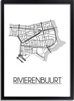Rivierenbuurt Amsterdam Plattegrond poster A3 + Fotolijst zwart (29,7x42cm) - DesignClaudShop