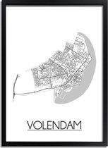 Volendam Plattegrond poster A2 + fotolijst zwart (42x59,4cm) - DesignClaudShop