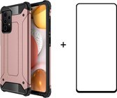Telefoonhoesje geschikt voor Samsung Galaxy A52 silicone TPU hybride roze goud hoesje + full cover glas screenprotector