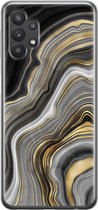Leuke Telefoonhoesjes - Hoesje geschikt voor Samsung Galaxy A32 5G - Marble agate - Soft case - TPU - Tekst - Grijs