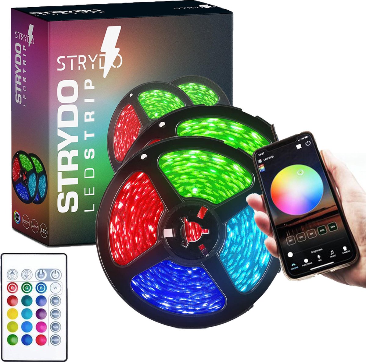 Led Strip - 10 Meter (2x5mtr) - RGB - Led light Strip - LED Lamp - Met Afstandsbediening - Binnenver