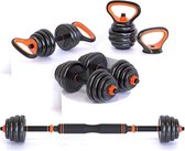 Barbell Set Halterstang met 24kg gewichten - Met dumbbell en kettlebell set