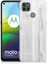 Telefoonhoesje Motorola Moto G9 Power Backcover Soft Siliconen Hoesje Wit Hout