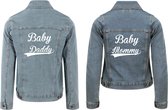 Set denim jassen-Zwangerschaps bekendmaking set spijkerjassen baby daddy baby mommy-Maat S