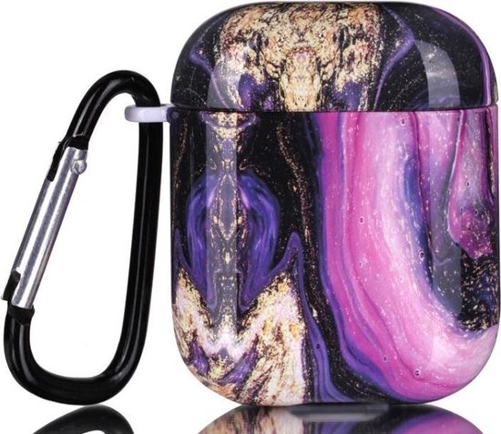 Foto: Shieldcase galaxy marmer case beschermhoes geschikt voor airpods case paars hoesje voor airpods hard case marmer look beschermhoesje geschikt voor apple airpods