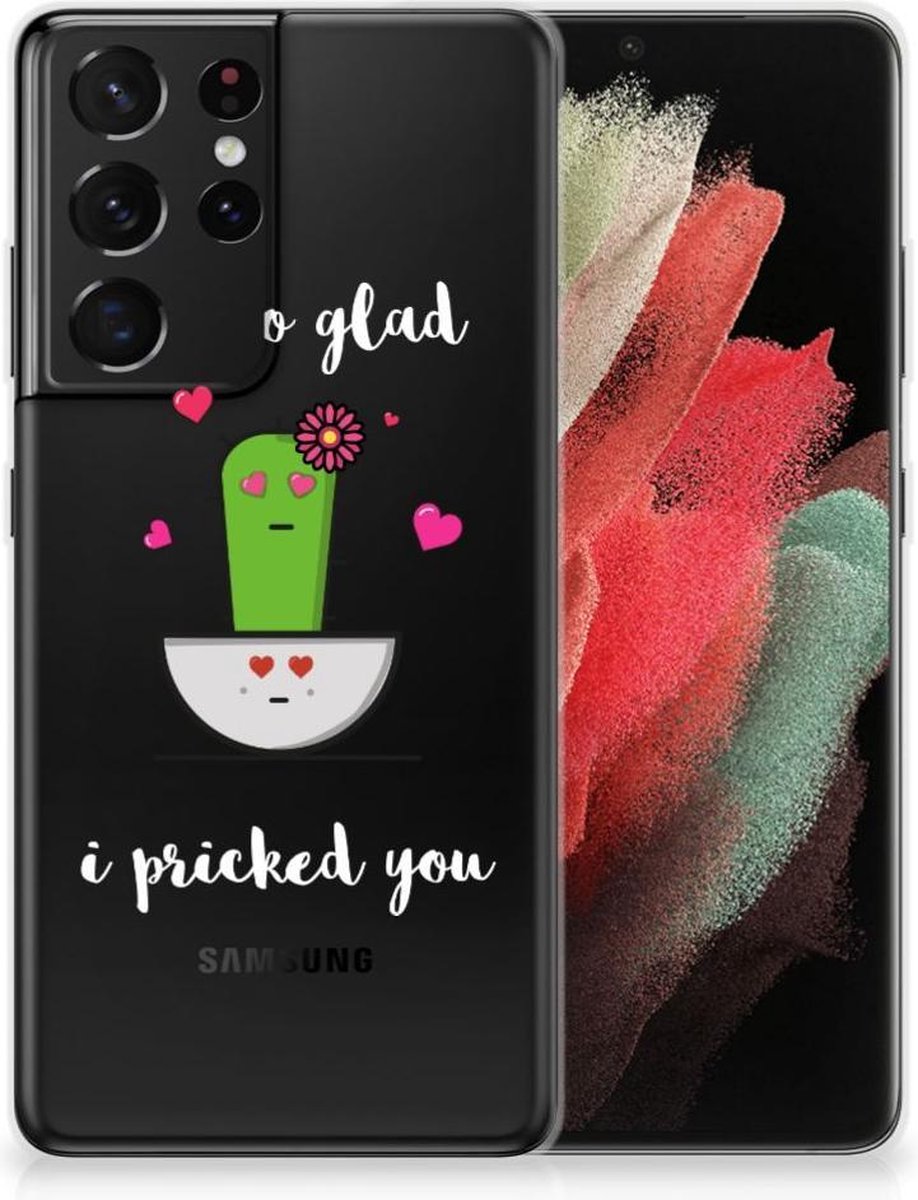 Samsung Galaxy S21 Ultra Telefoonhoesje met Naam Cactus Glad
