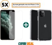 Fooniq Anti Shock Hoesje Transparant 5x + Screenprotector 5x - Geschikt Voor Apple iPhone 11 Pro Max