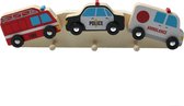 Houten Kapstok ‒ Kinderkapstok ‒ Politie Auto & Hulpdiensten 32 cm