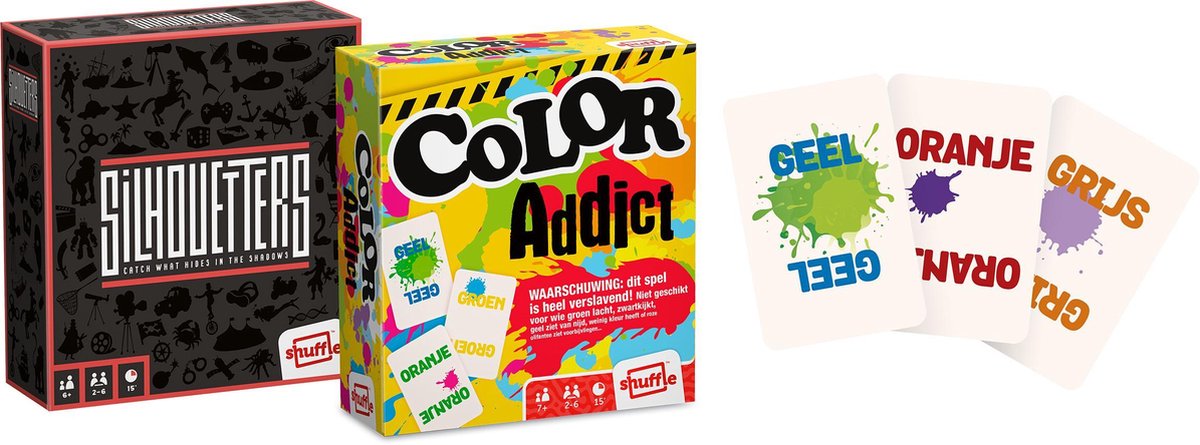Shuffle - Color Addict - Silhouetters - Kaartspel - Dobbelspel - Spelpakket van 2 Spellen