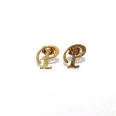 Oorbellen studs letter Alfabet - Goud (letter P)