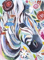 Dielay - Schilderen op Nummer - Bonte Zebra - Painting by Numbers - 40x30 cm - Complete Set