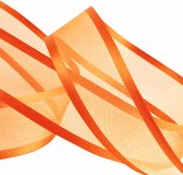 Organza Lint Satijnrand 22mm (2,2cm) | Oranje | Organza Satijnlint | Luxe Kwaliteit | Kerst Lint | Cadeau Lint | Rol van 22,85 Meter