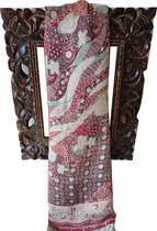 Zijden Batik Sjaal -  Witte Indonesisch Batik - Klein - Techniek Uniek Cadeau Shawl