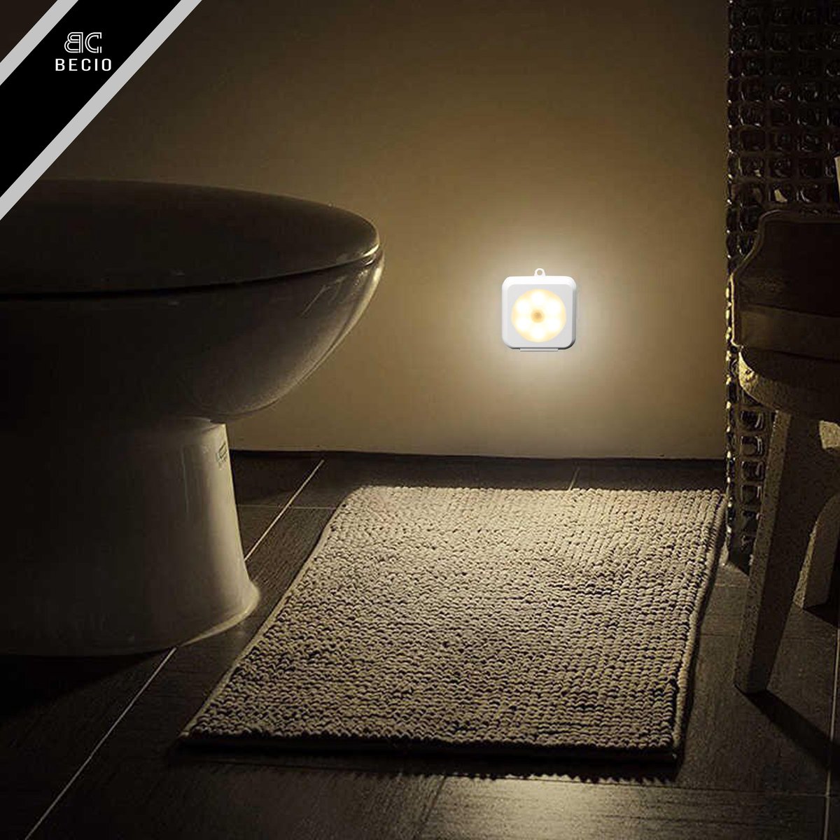 Led-nachtlampje met bewegingsmelder, 4 stuks, werkt op batterijen, auto/aan/ uit, trapsensor voor binnen, toilet, hal