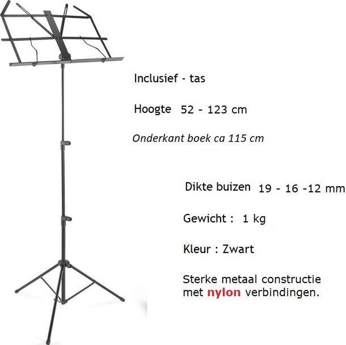 Classic Cantabile Classic Cantabile muziekstandaard middelzwaar, zwart